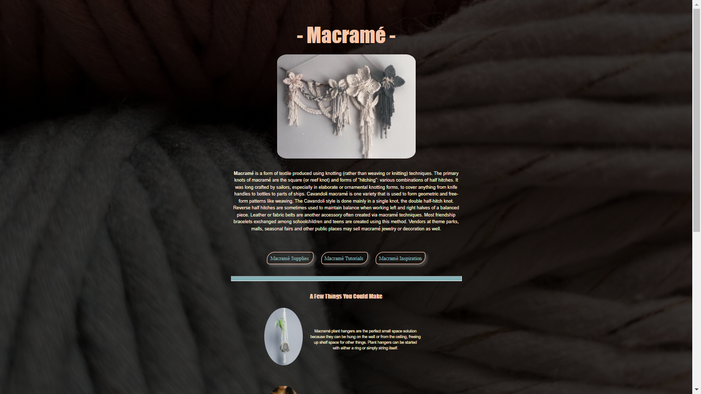 image of my macrame webpage